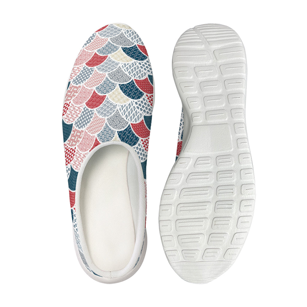 Japanese Geometric Pattern Print Mesh Casual Shoes