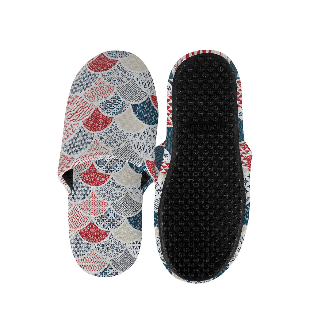 Japanese Geometric Pattern Print Slippers