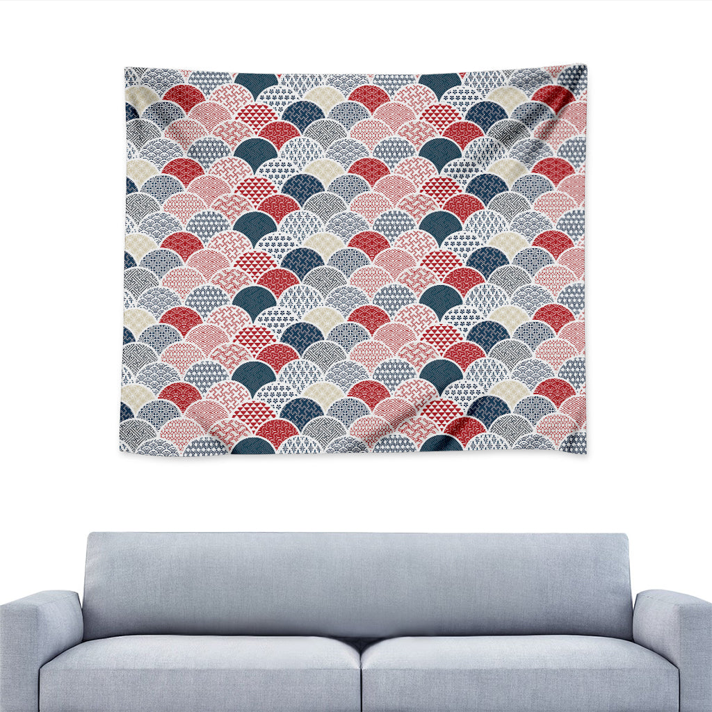 Japanese Geometric Pattern Print Tapestry