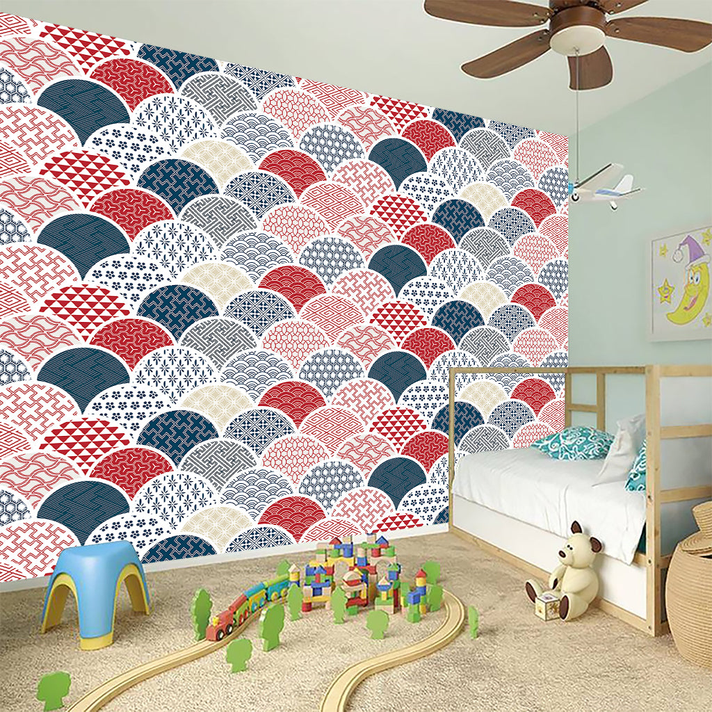 Japanese Geometric Pattern Print Wall Sticker