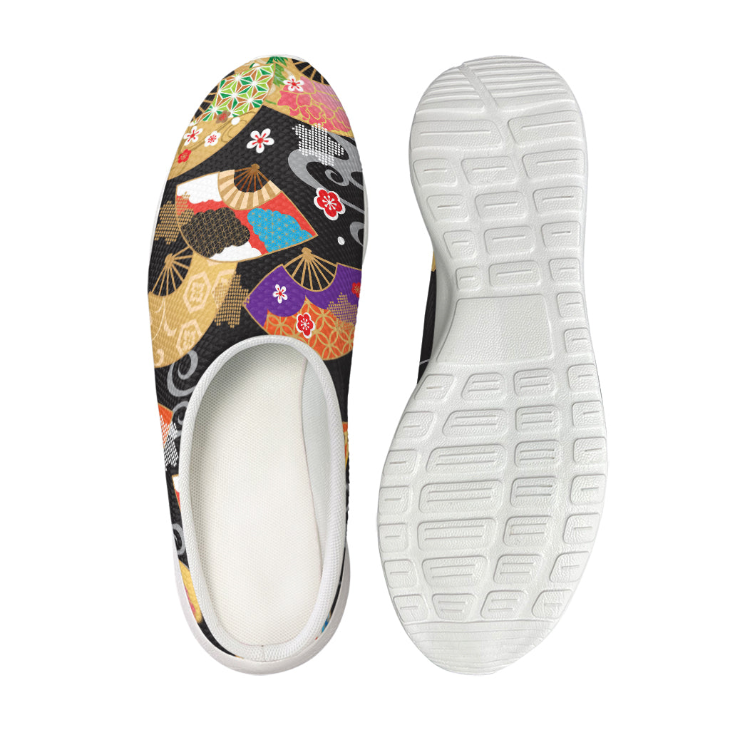 Japanese Hand Fan Pattern Print Mesh Casual Shoes