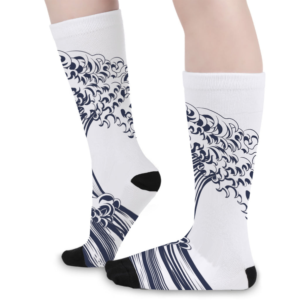 Japanese Kanagawa Wave Print Long Socks