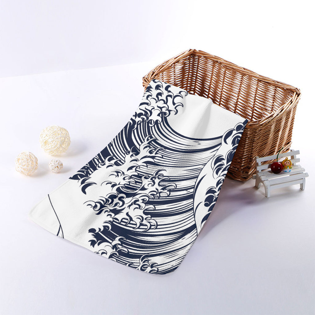 Japanese Kanagawa Wave Print Towel