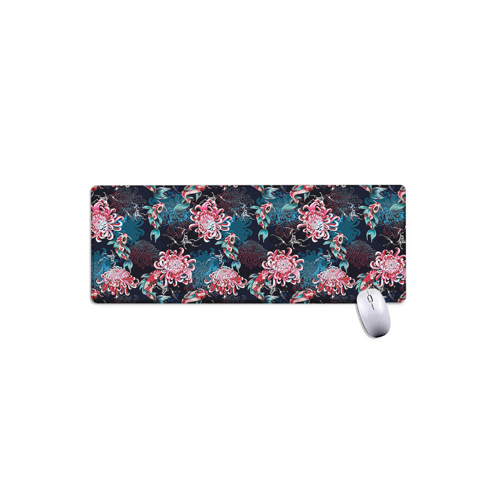 Japanese Koi And Chrysanthemums Print Extended Mouse Pad