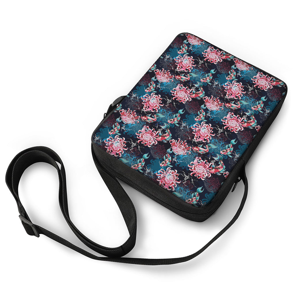 Japanese Koi And Chrysanthemums Print Rectangular Crossbody Bag
