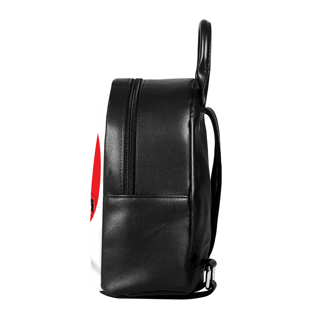 Japanese Lucky Cat Maneki Neko Print Leather Backpack