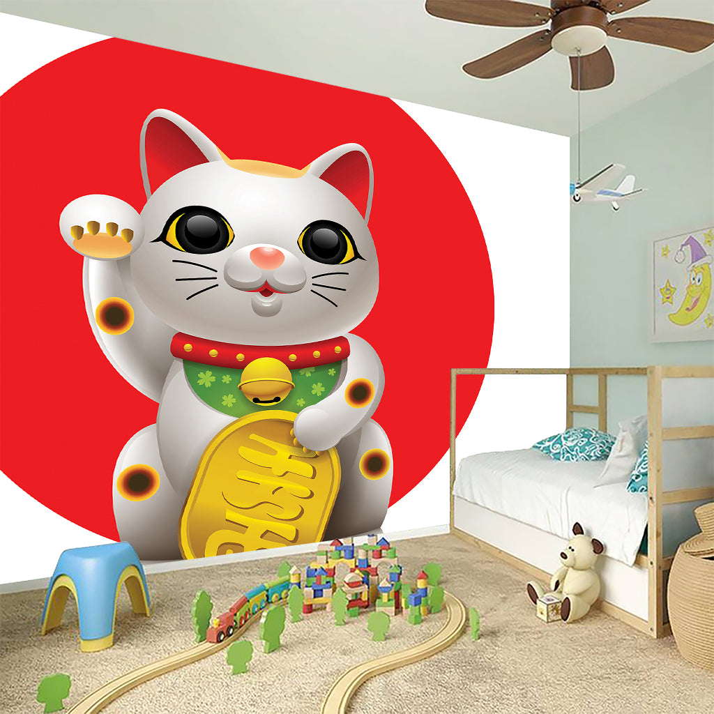 Japanese Lucky Cat Maneki Neko Print Wall Sticker
