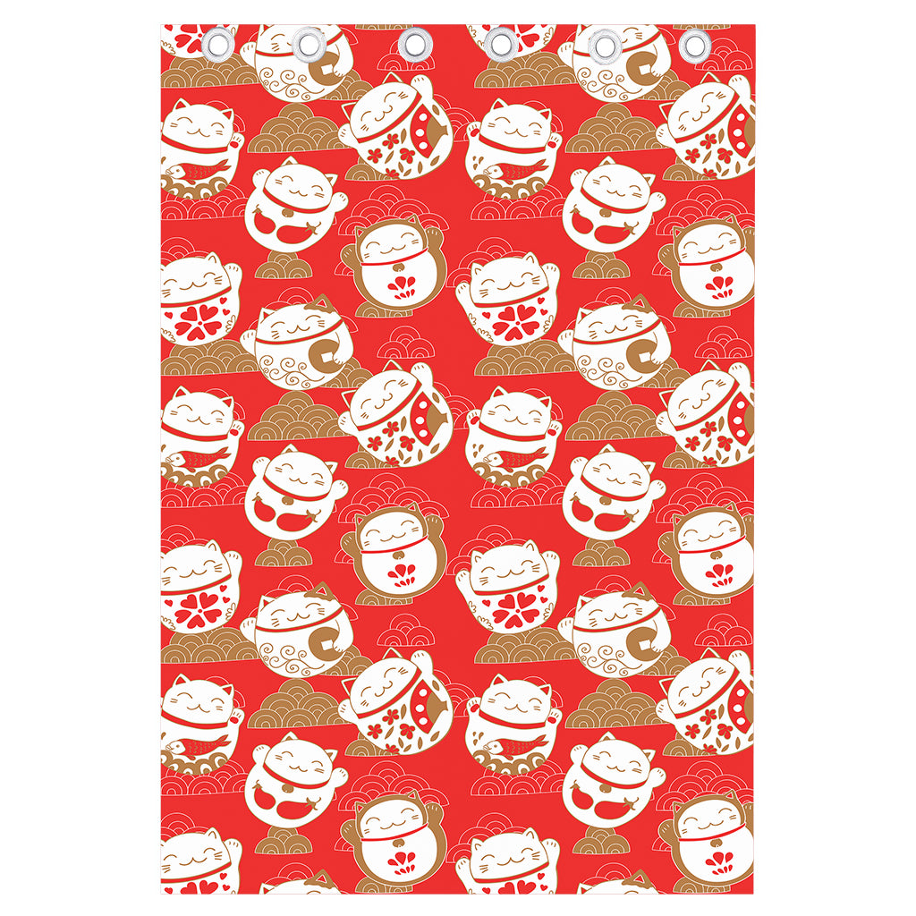Japanese Lucky Cat Pattern Print Curtain