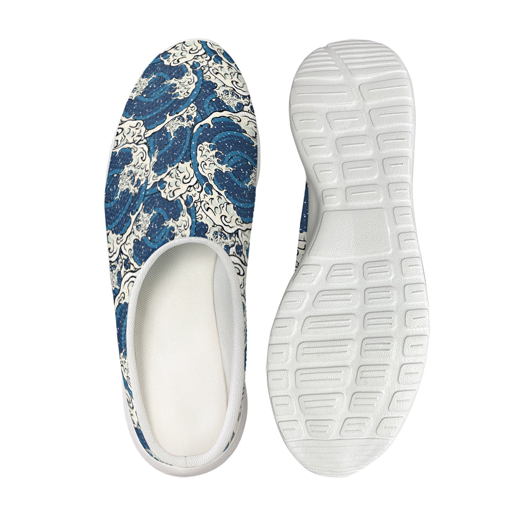 Japanese Ocean Wave Pattern Print Mesh Casual Shoes