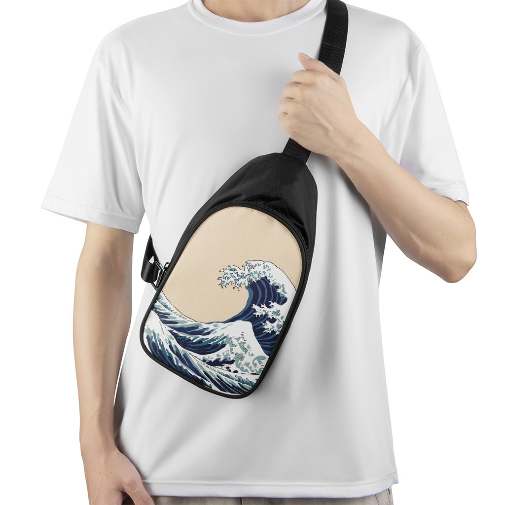Japanese Ocean Wave Print Chest Bag