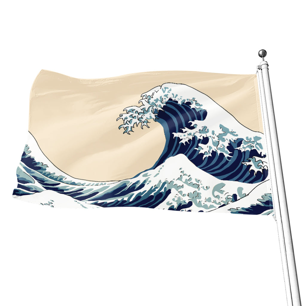 Japanese Ocean Wave Print Flag