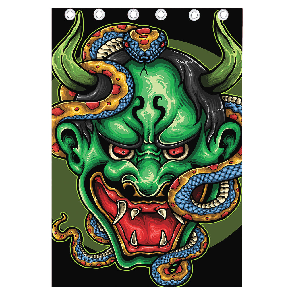 Japanese Oni Demon With Snake Print Curtain