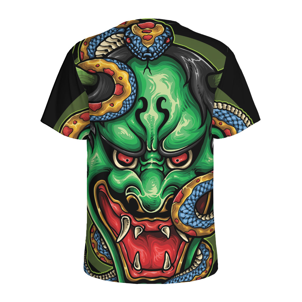 Japanese Oni Demon With Snake Print Men's Sports T-Shirt