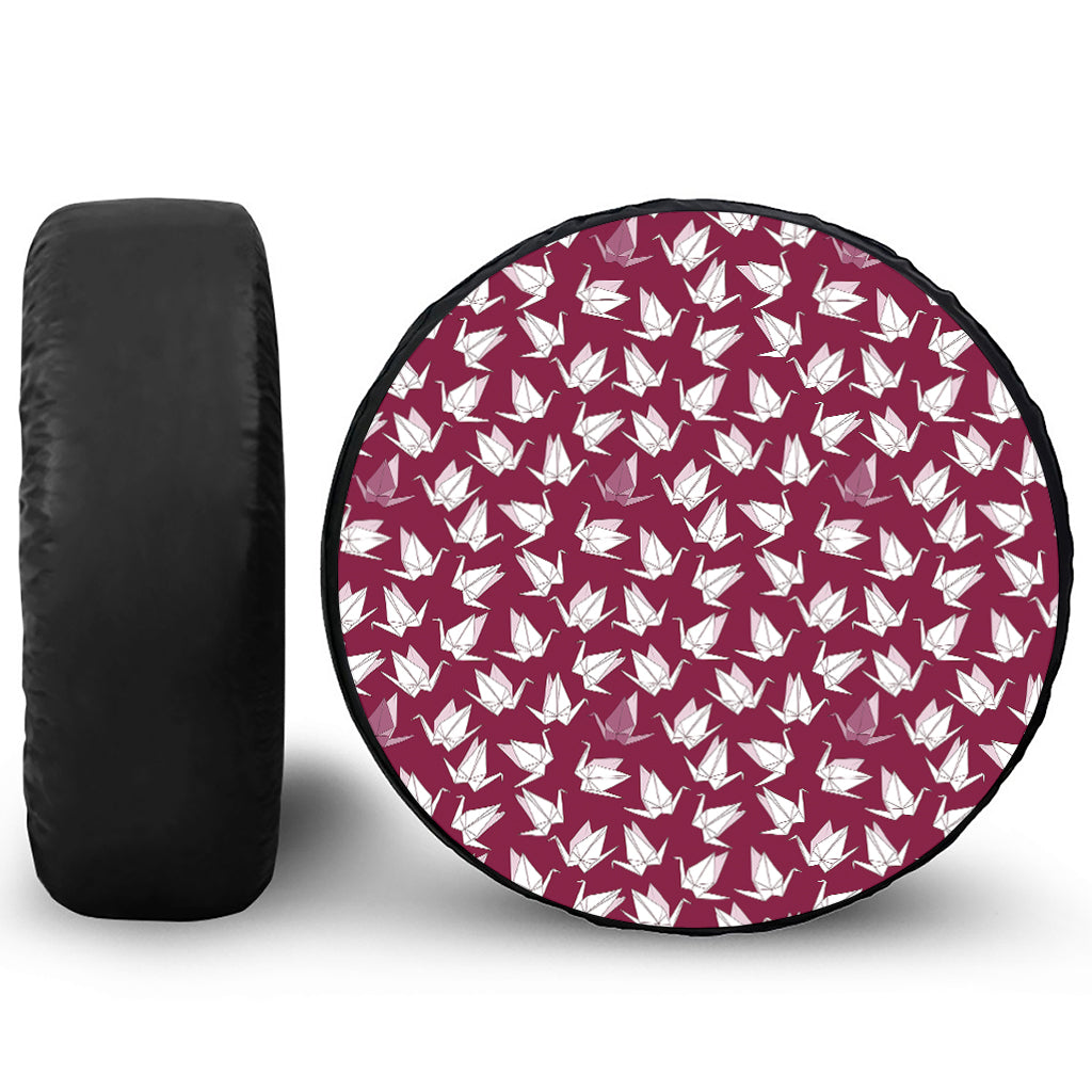 Japanese Origami Crane Pattern Print Tire Cover