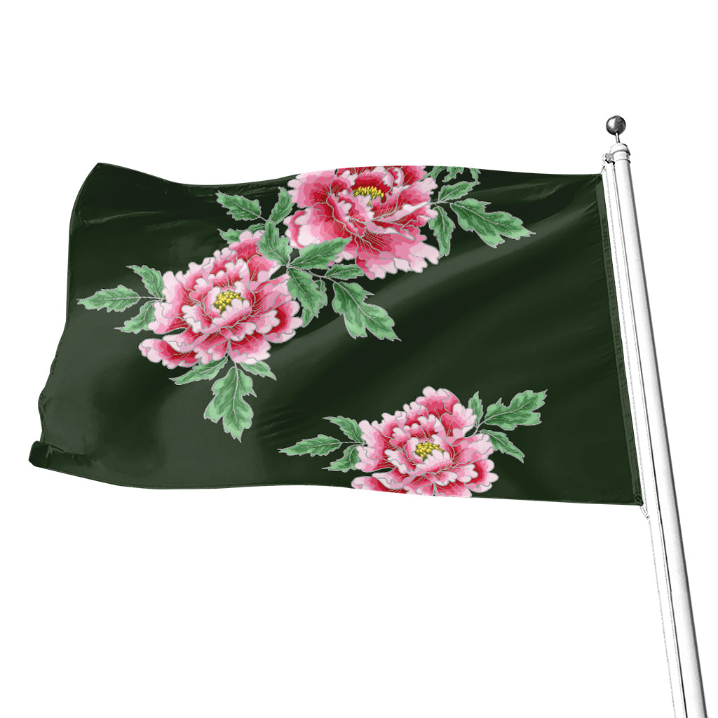 Japanese Peony Print Flag