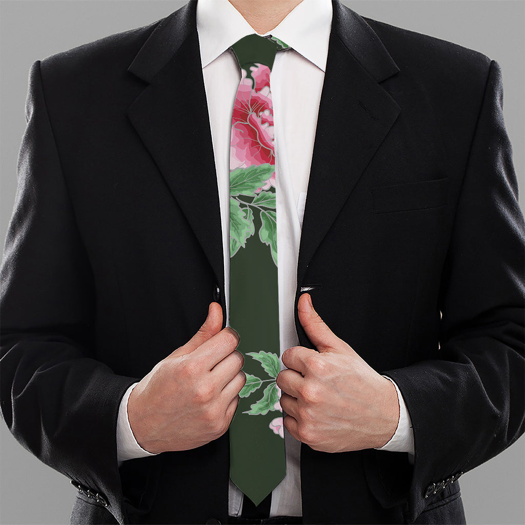 Japanese Peony Print Necktie