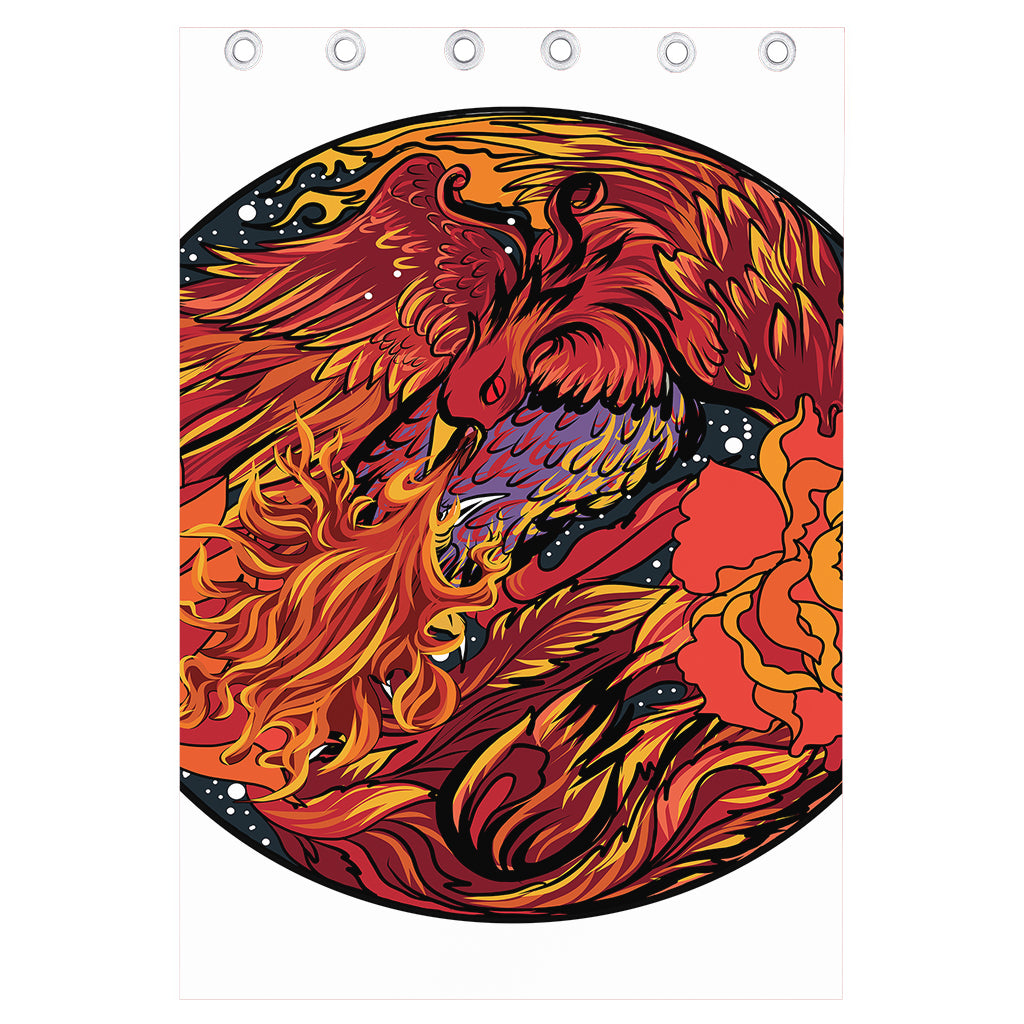Japanese Phoenix Print Curtain
