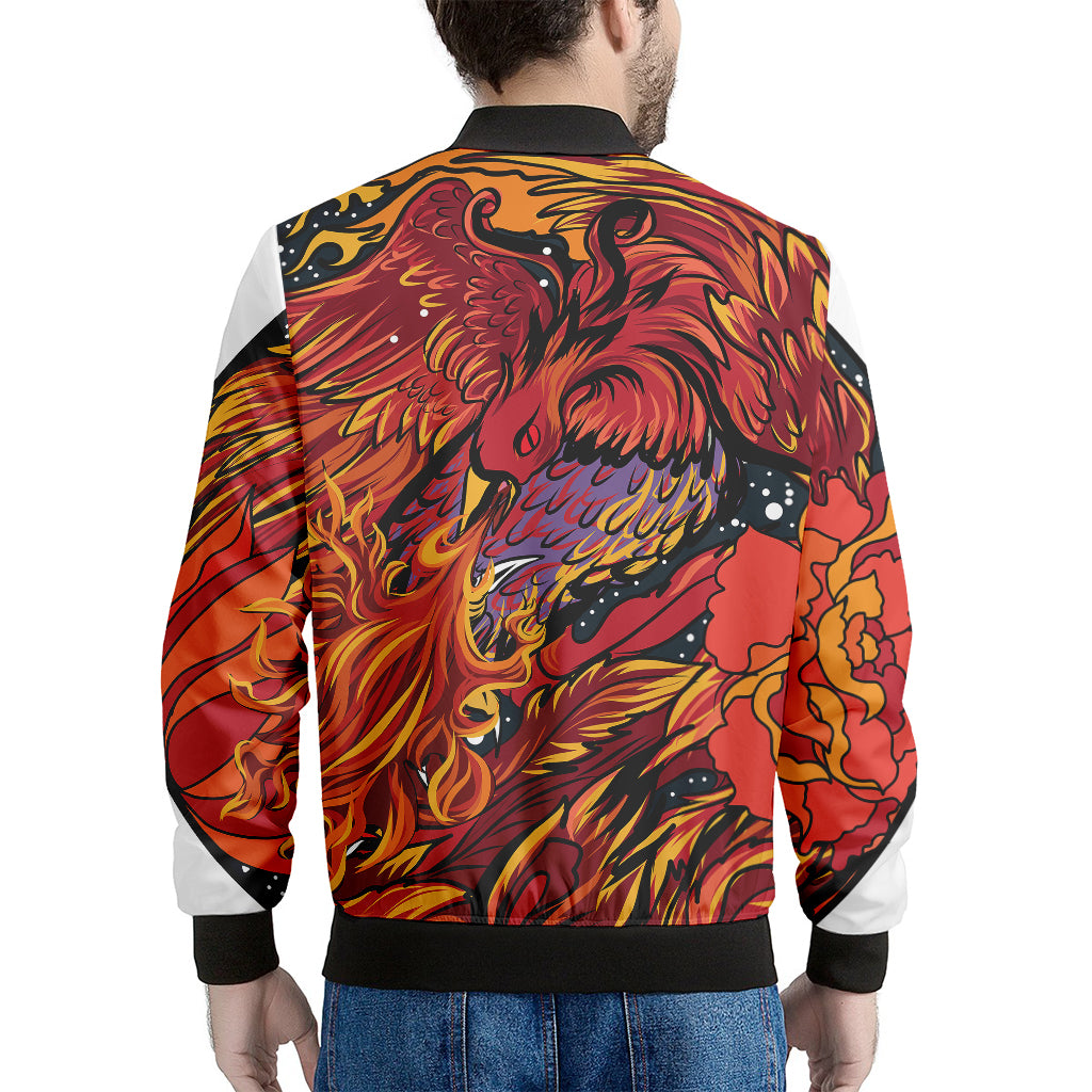 Japanese Phoenix Print Men's Bomber Jacket