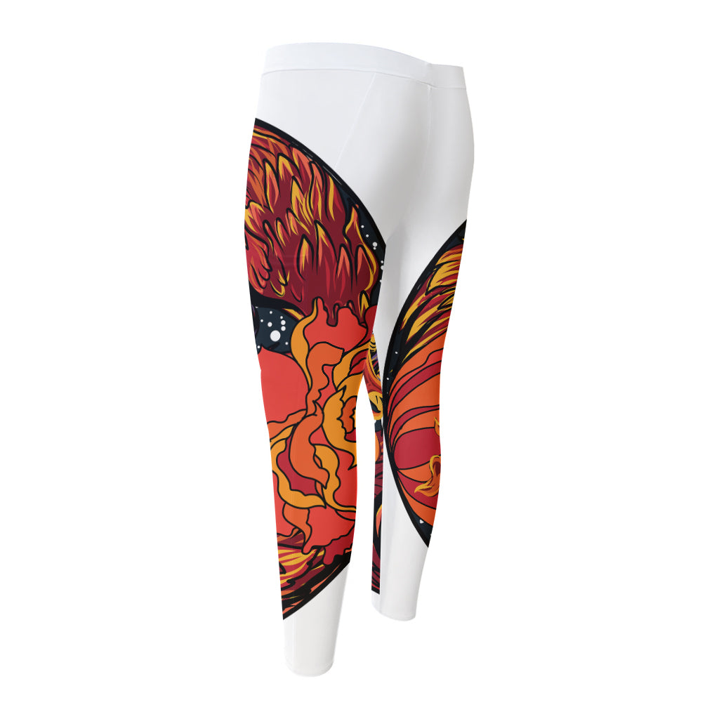 Japanese Phoenix Print Men's Compression Pants