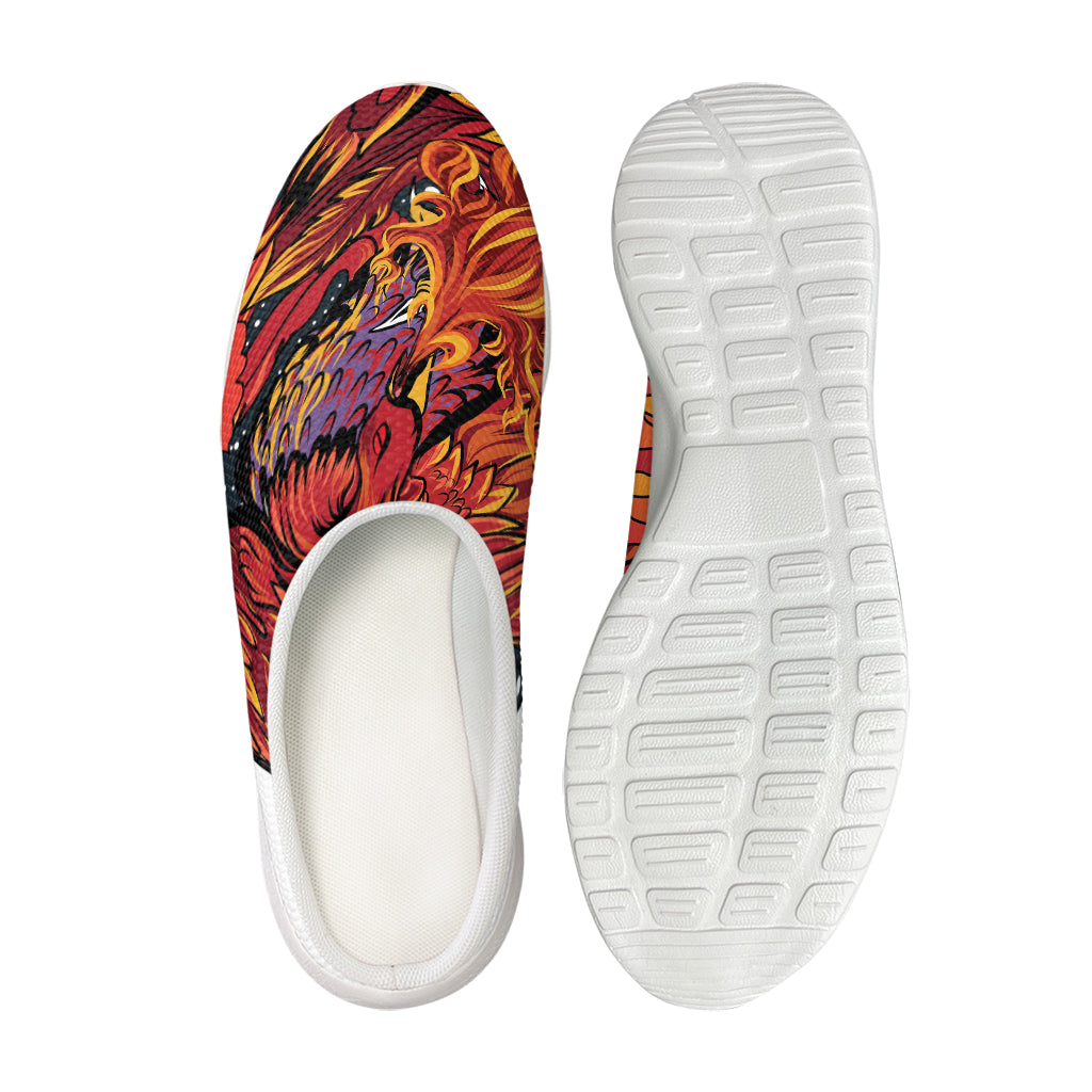 Japanese Phoenix Print Mesh Casual Shoes
