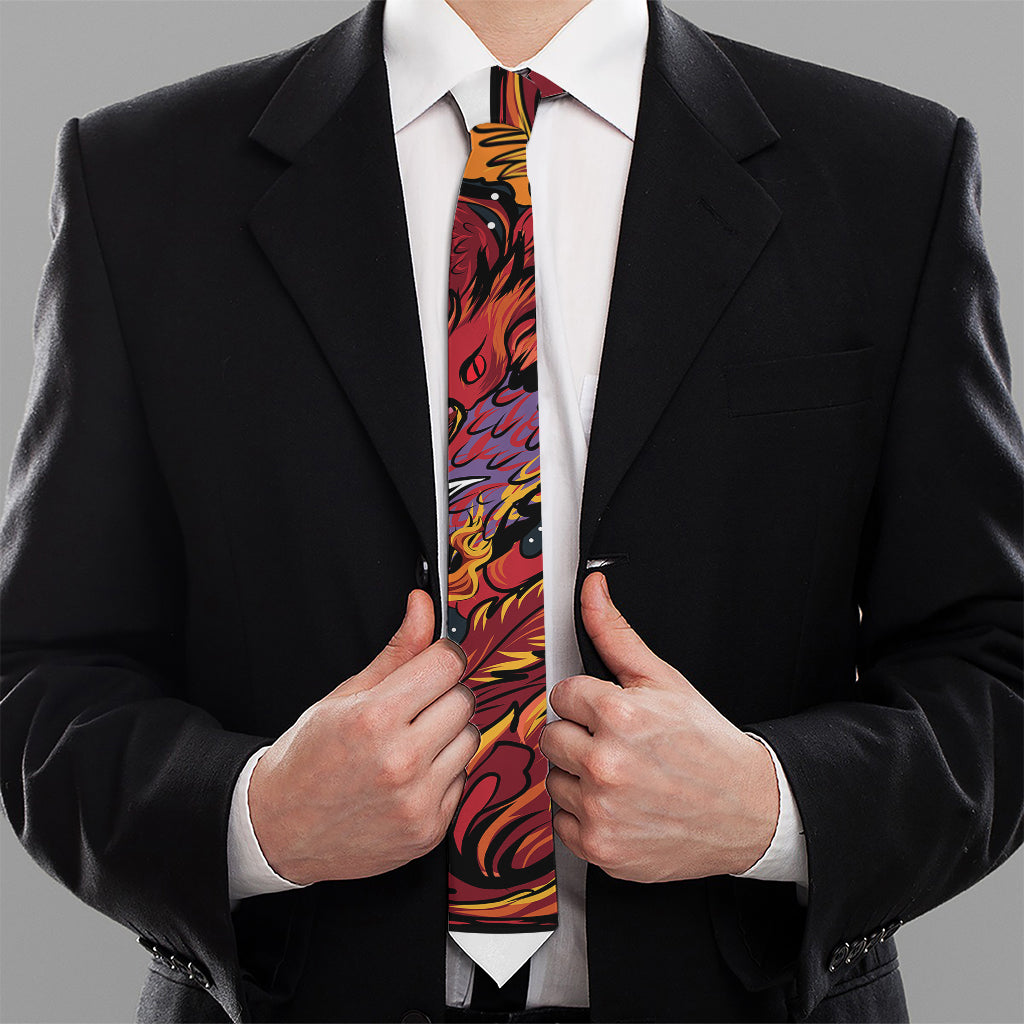 Japanese Phoenix Print Necktie