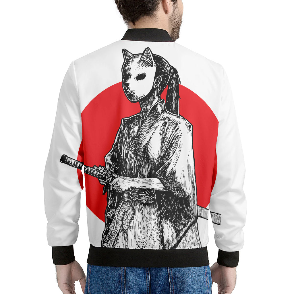 Japanese Samurai Girl Print Men's Bomber Jacket