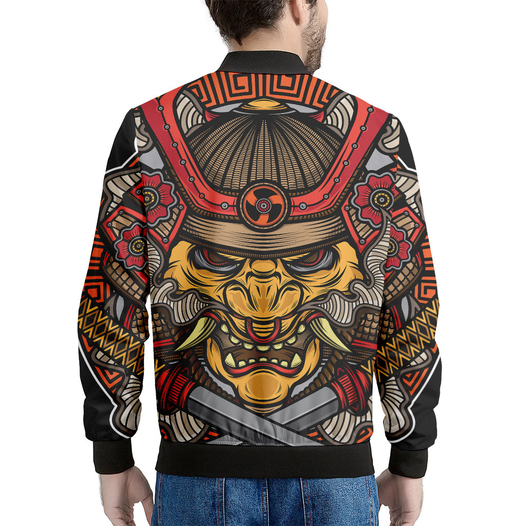 Japanese Samurai Mask Print Men's Bomber Jacket