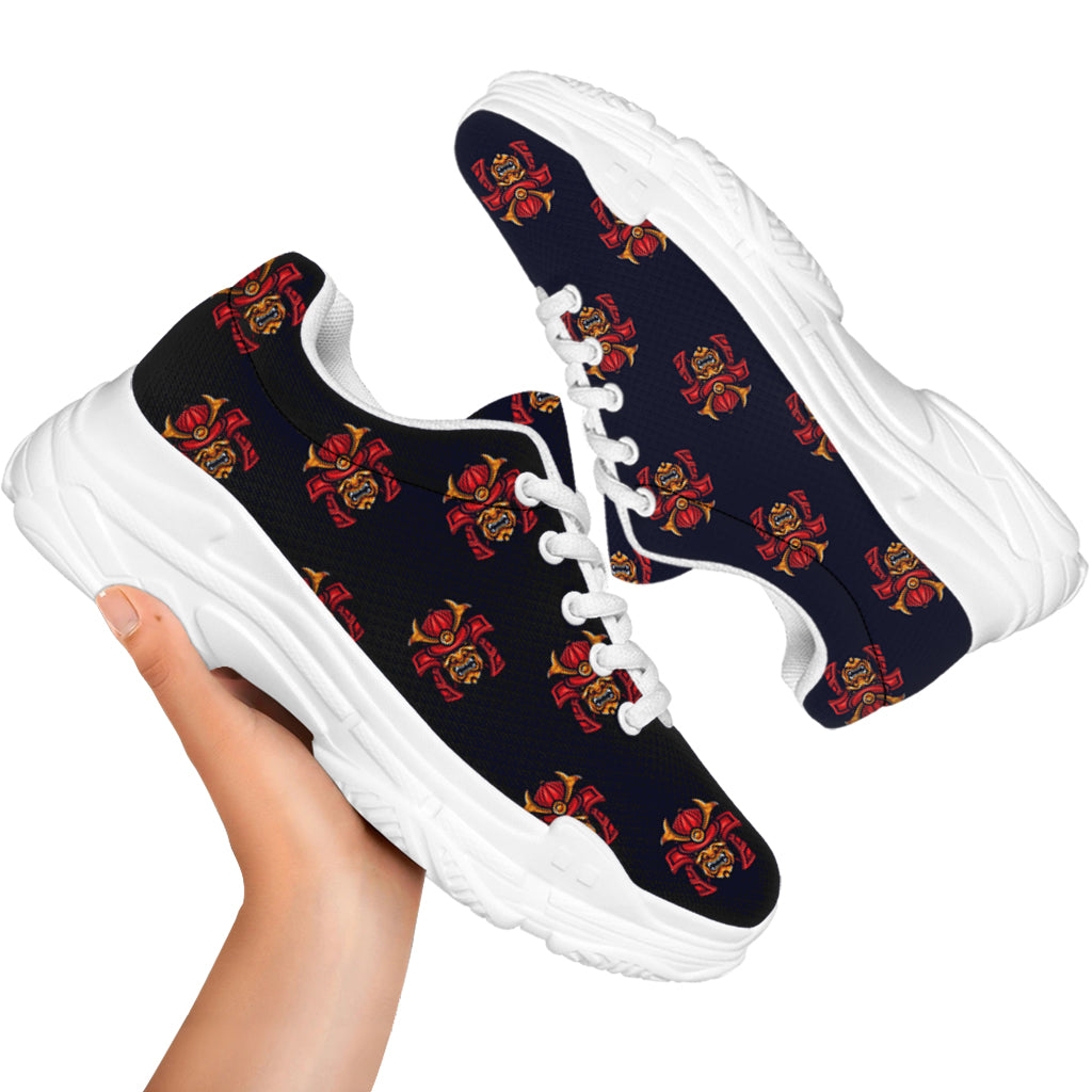 Japanese Samurai Pattern Print White Chunky Shoes