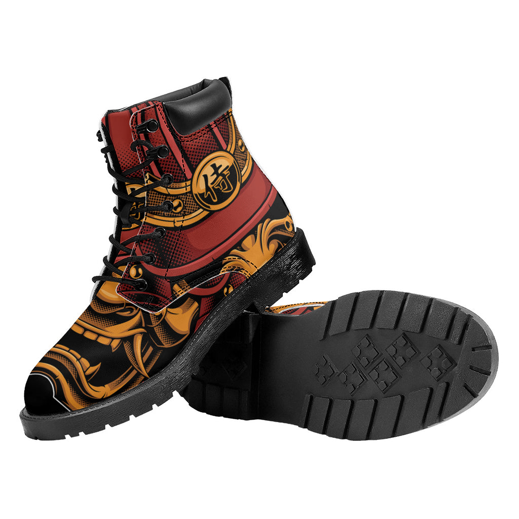 Japanese Samurai Warrior Mask Print Work Boots