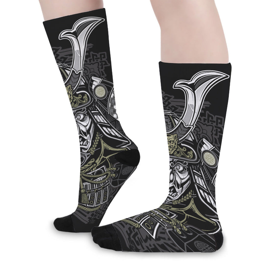 Japanese Samurai Warrior Print Long Socks