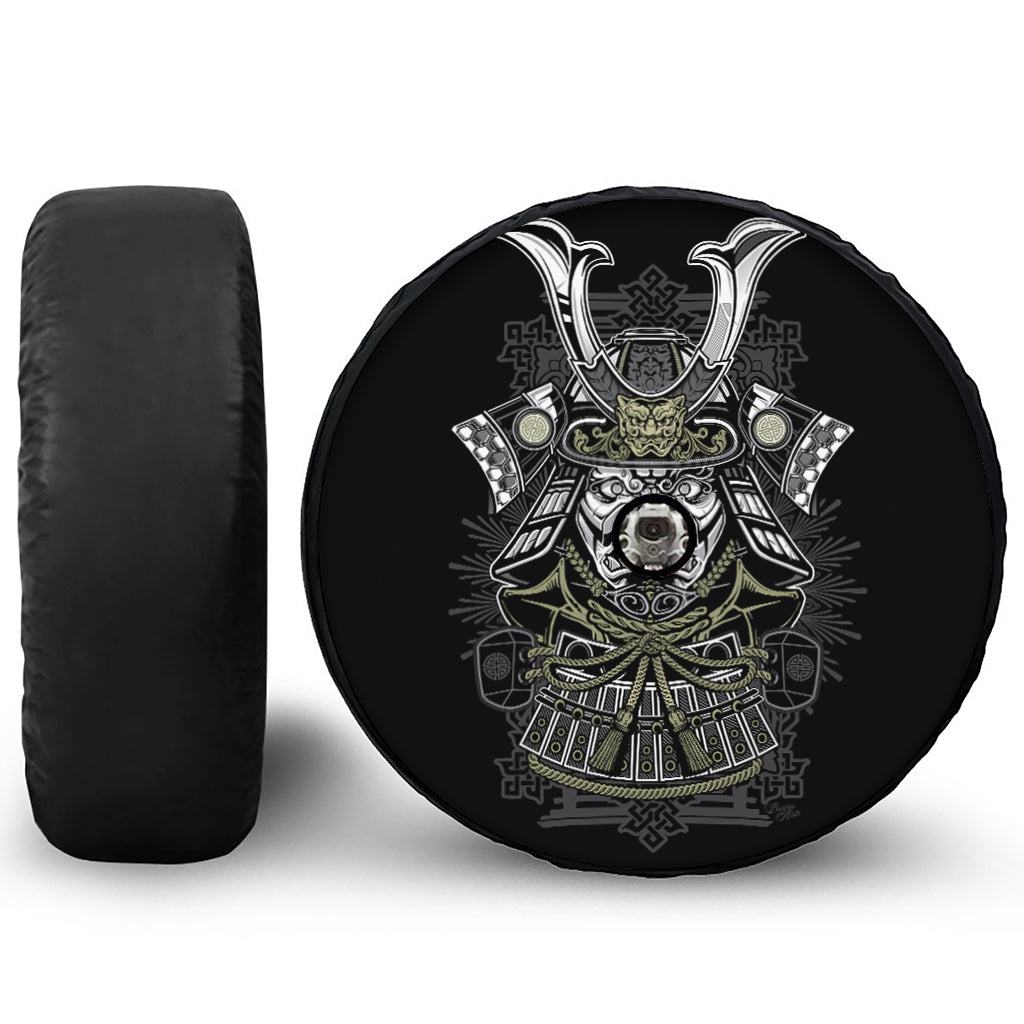 Japanese Samurai Warrior Print Tire Cover With Camera Hole