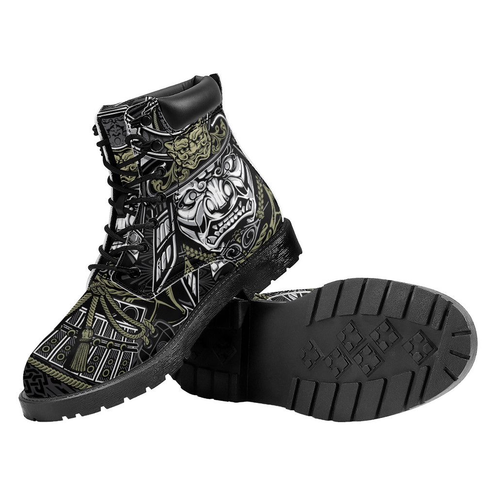 Japanese Samurai Warrior Print Work Boots