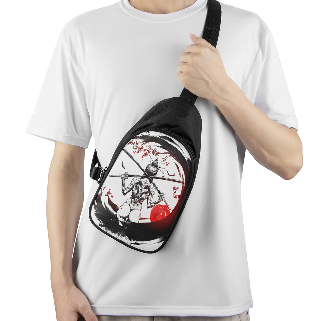 Japanese Samurai Woman Print Chest Bag