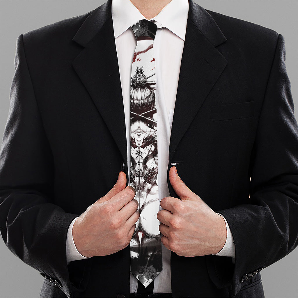 Japanese Samurai Woman Print Necktie