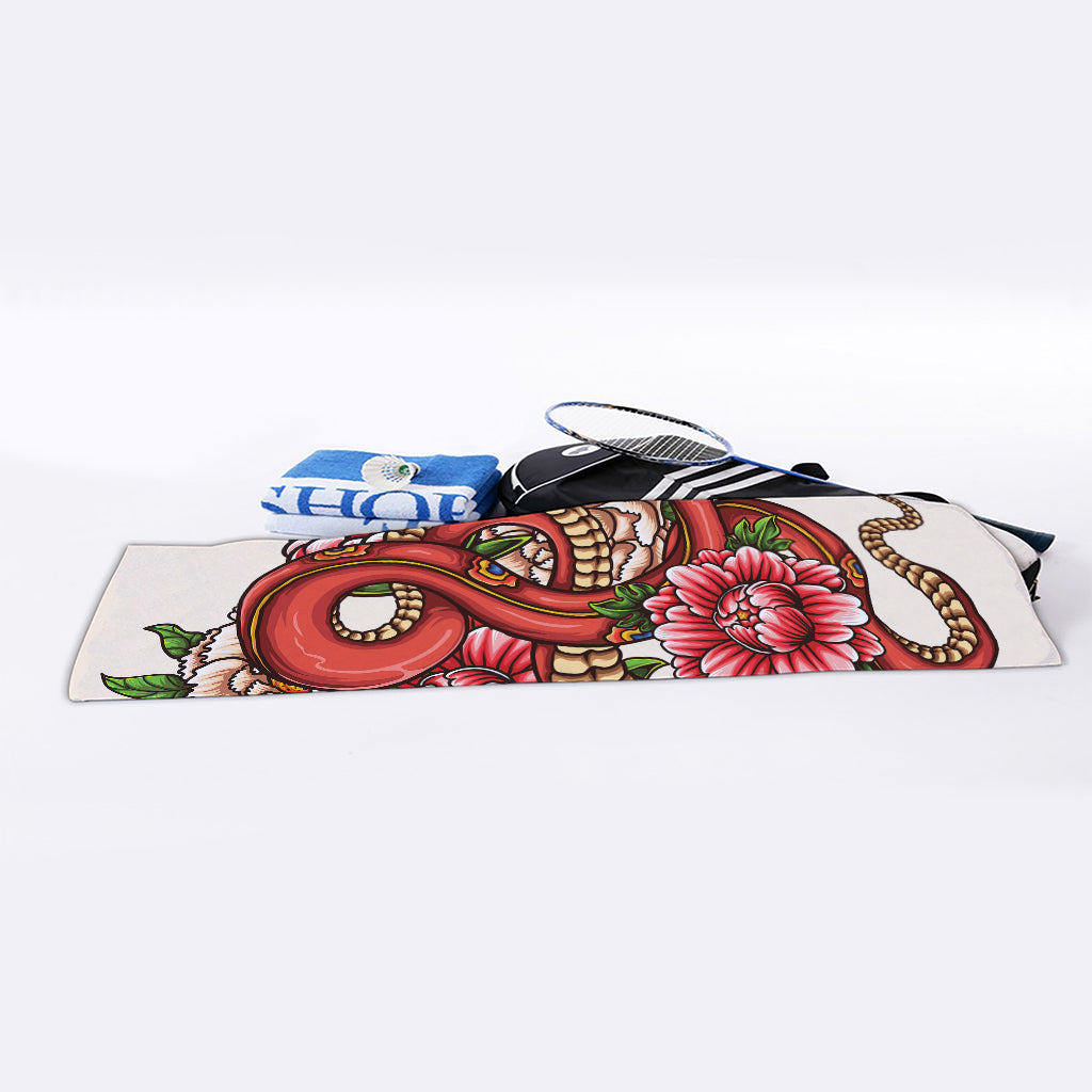 Japanese Snake Tattoo Print Sports Towel
