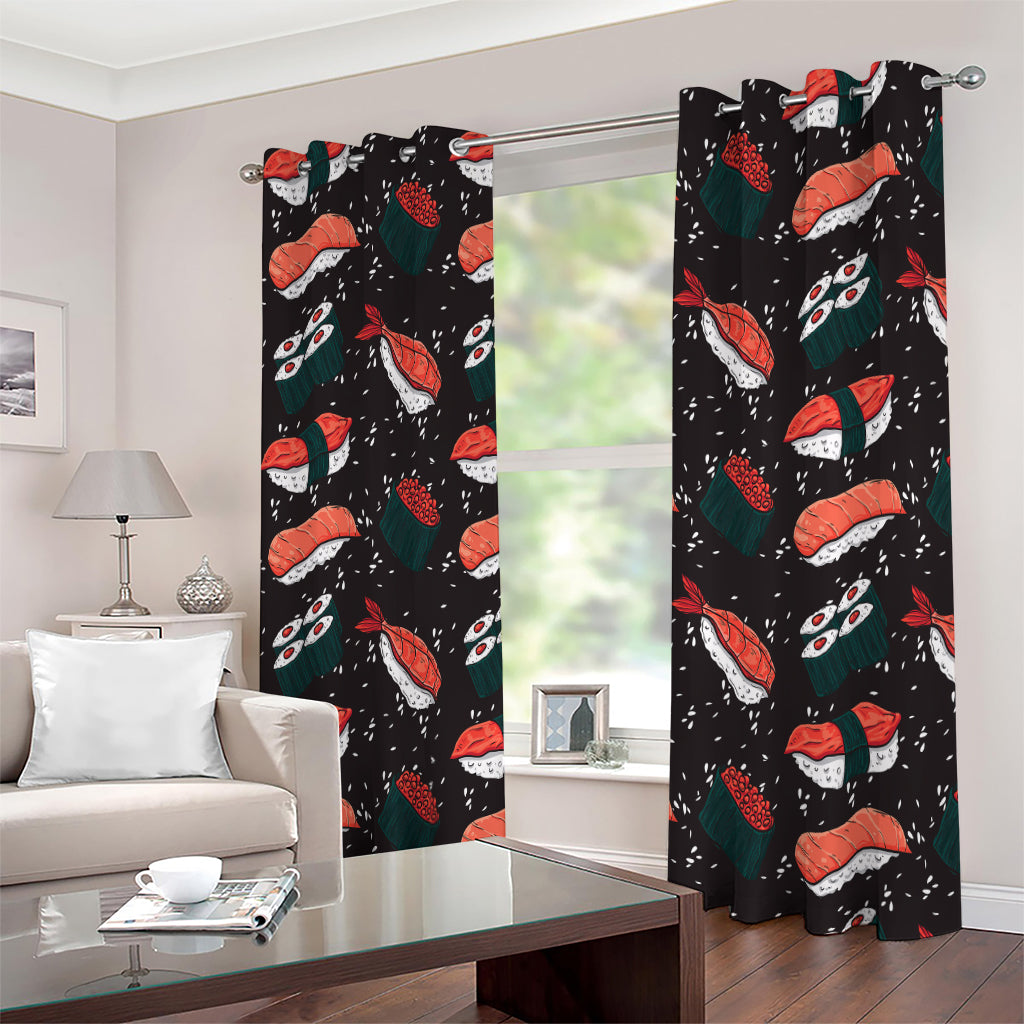 Japanese Sushi Pattern Print Extra Wide Grommet Curtains