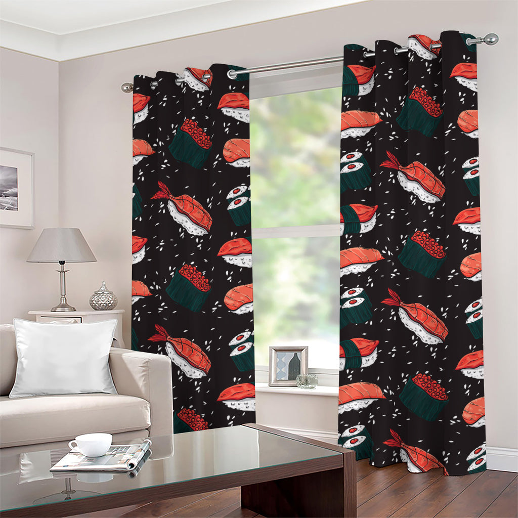 Japanese Sushi Pattern Print Grommet Curtains