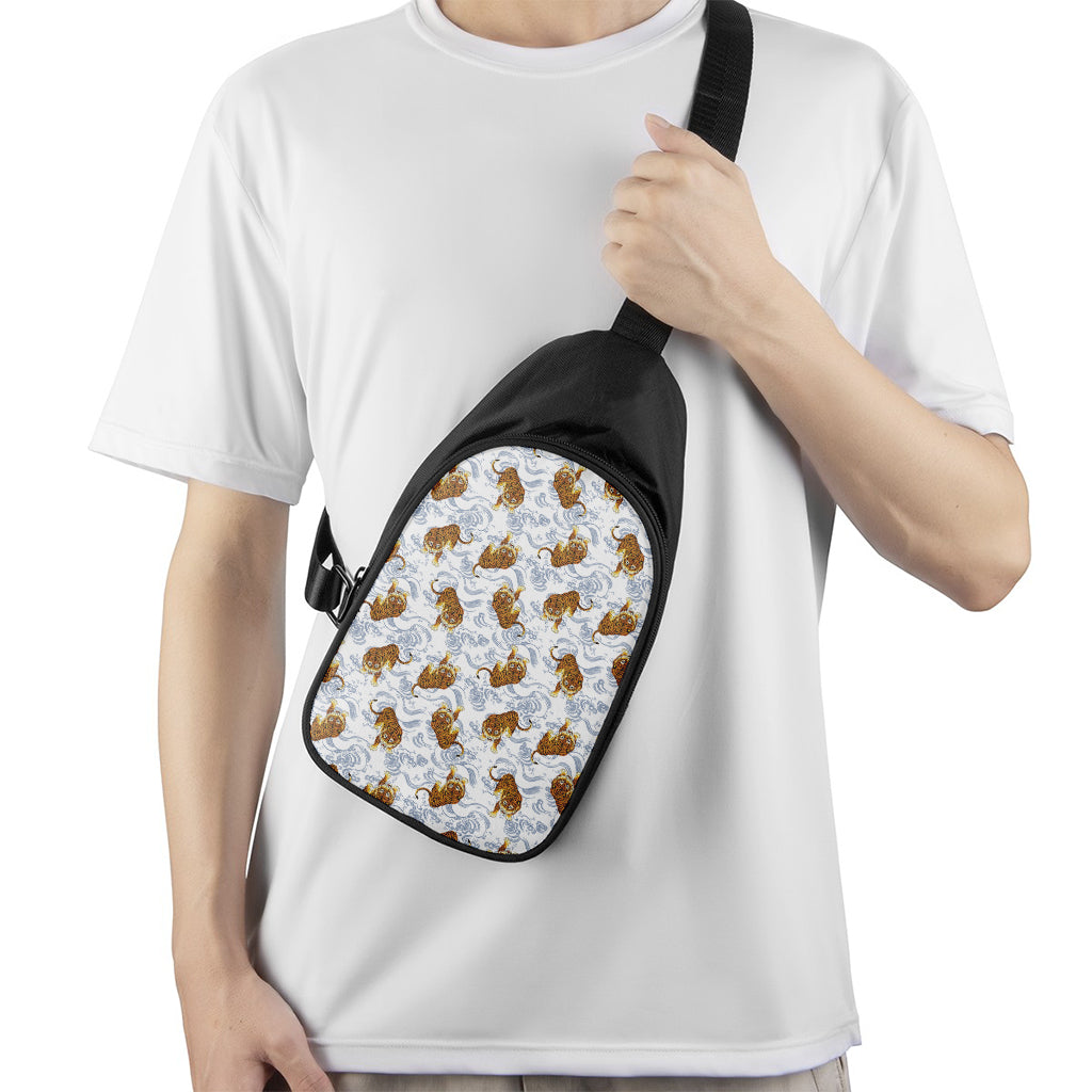 Japanese Tiger Pattern Print Chest Bag