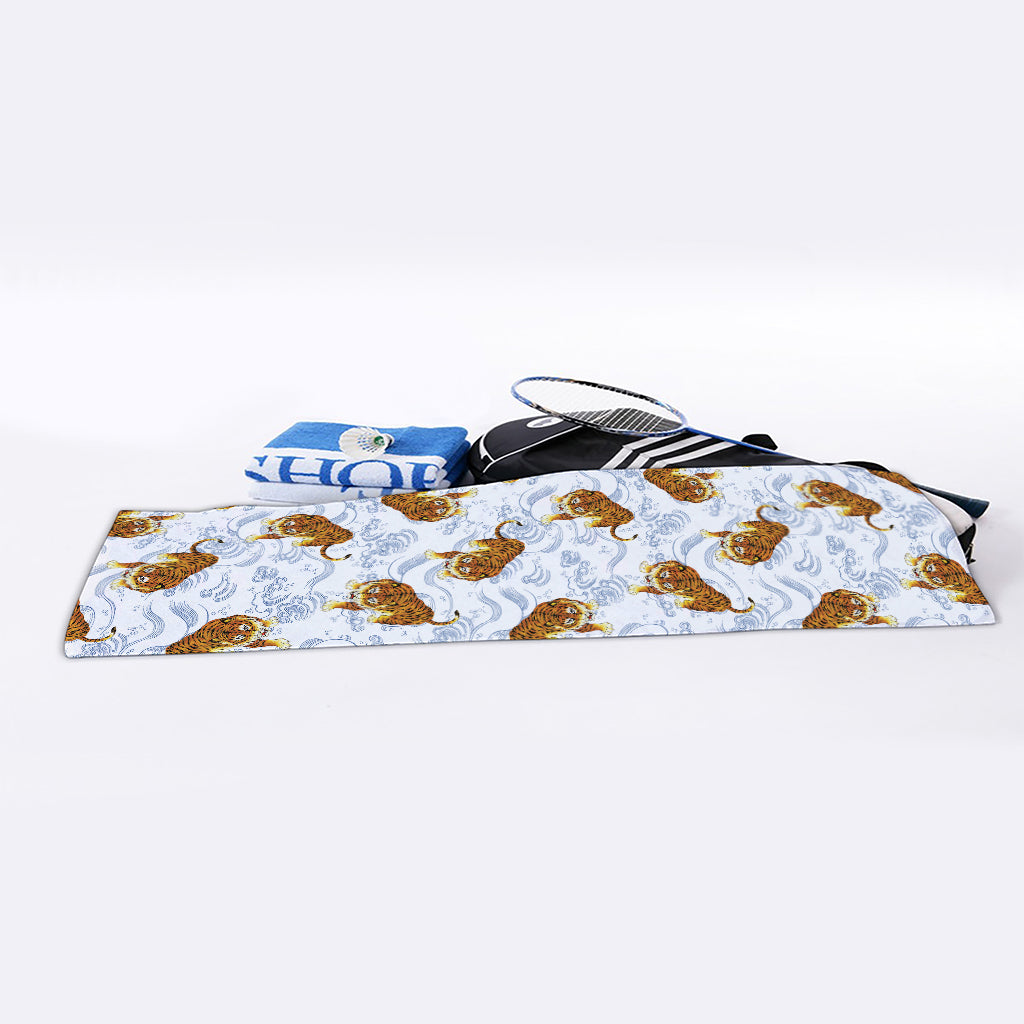 Japanese Tiger Pattern Print Sports Towel