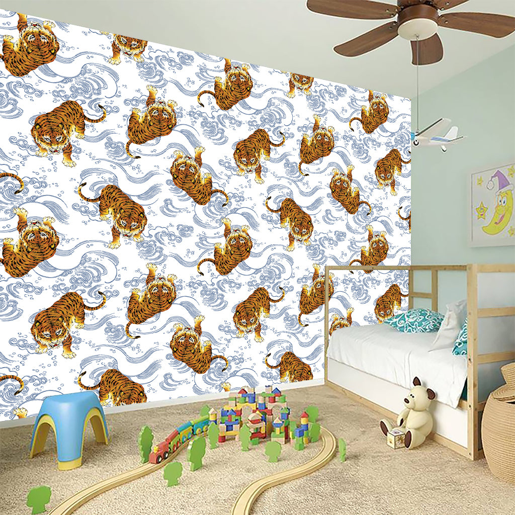 Japanese Tiger Pattern Print Wall Sticker