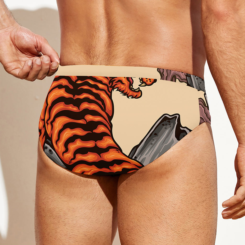 Japanese Tiger Tattoo Print Men's Swim Briefs