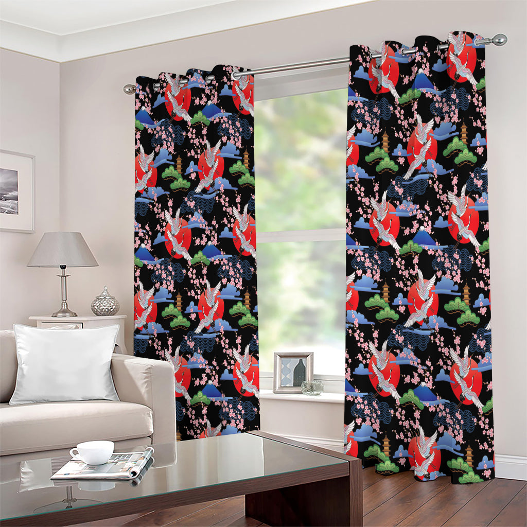 Japanese Traditional Pattern Print Extra Wide Grommet Curtains