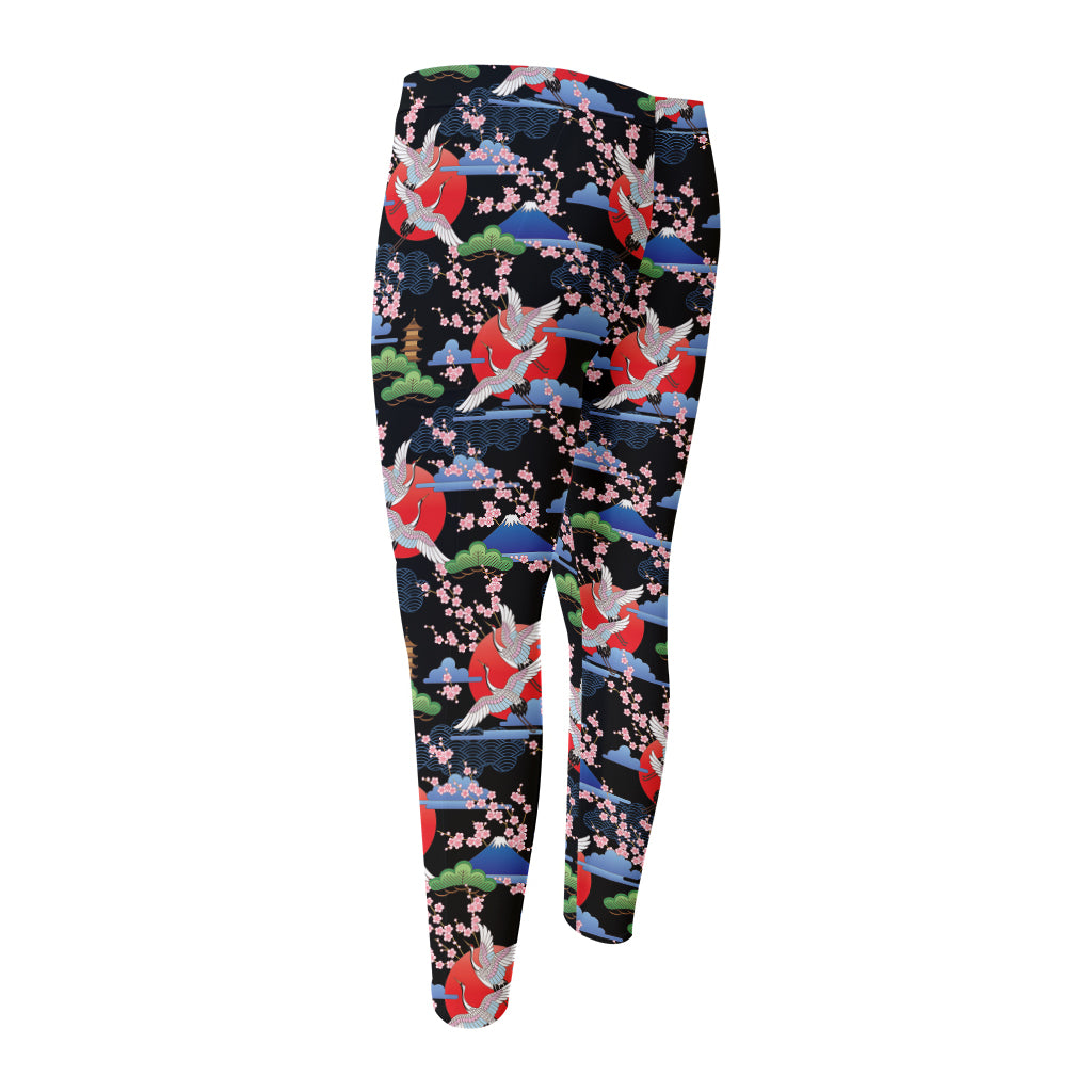Japanese Traditional Pattern Print Men's Compression Pants