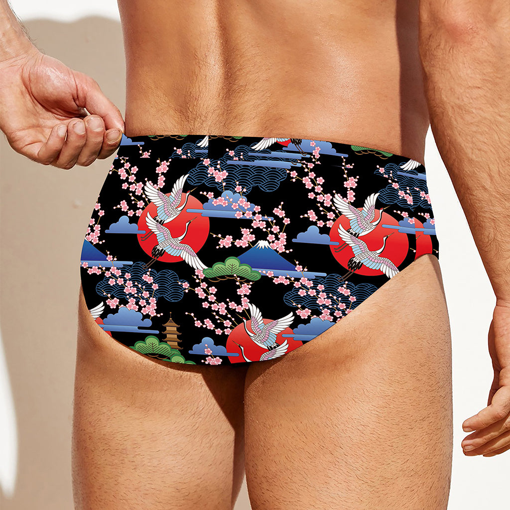 Japanese Traditional Pattern Print Men's Swim Briefs