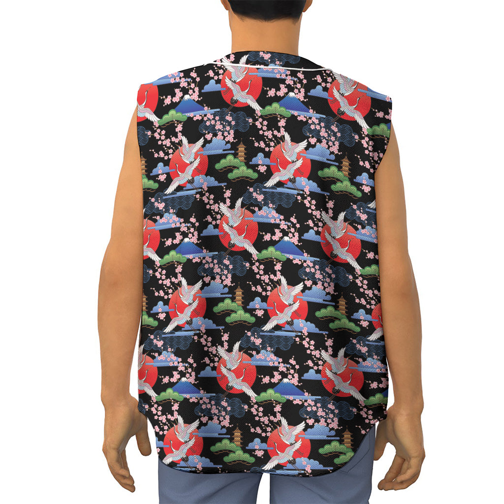 Japanese Traditional Pattern Print Sleeveless Baseball Jersey