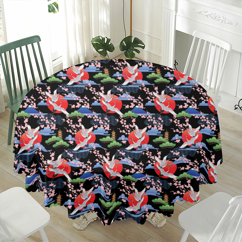 Japanese Traditional Pattern Print Waterproof Round Tablecloth