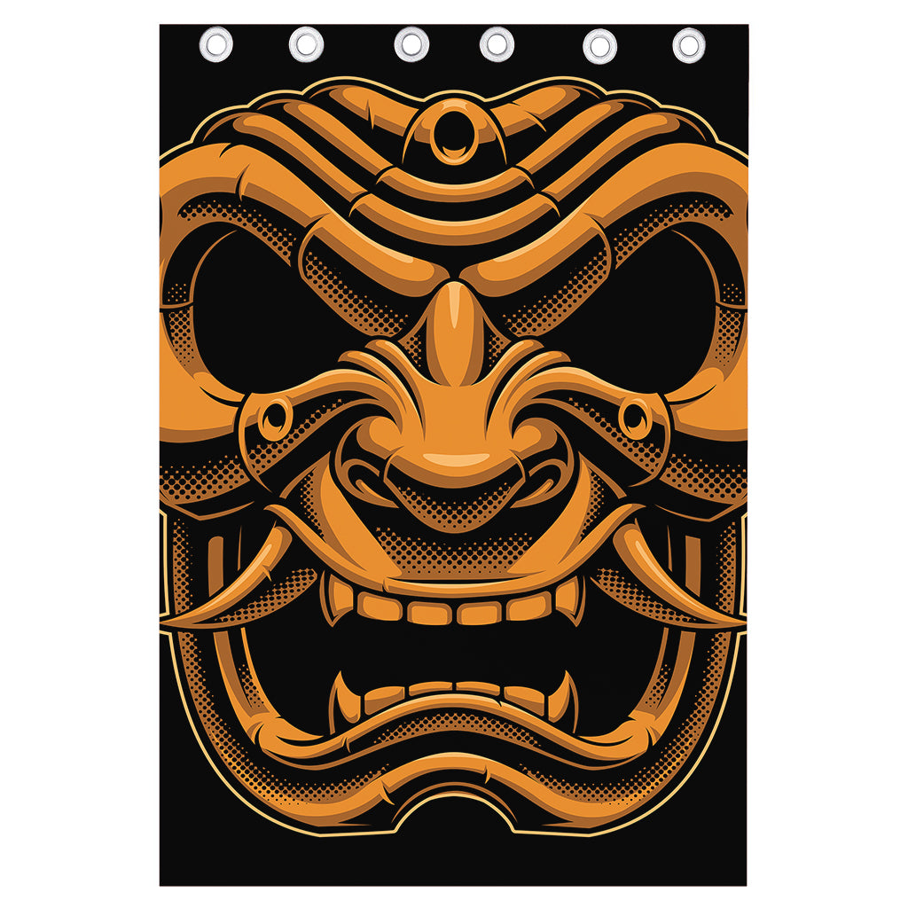 Japanese Warrior Mask Print Curtain