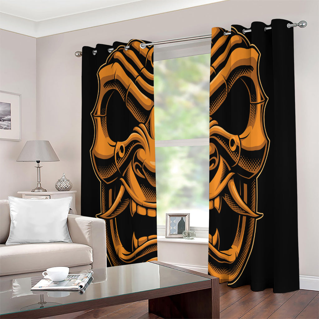 Japanese Warrior Mask Print Extra Wide Grommet Curtains