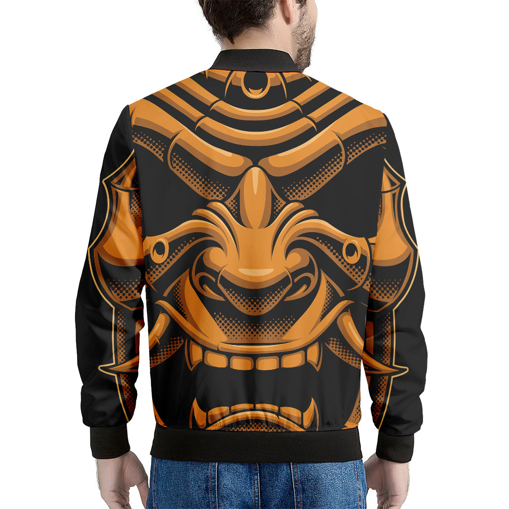 Japanese Warrior Mask Print Men's Bomber Jacket