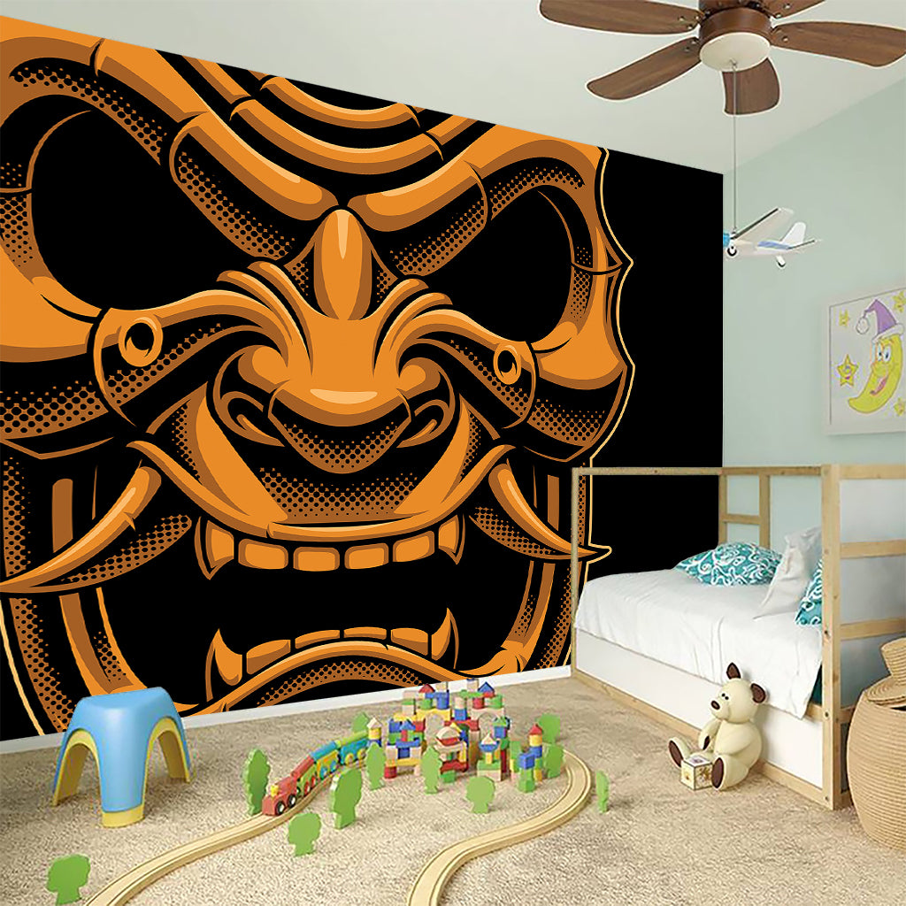 Japanese Warrior Mask Print Wall Sticker